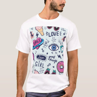 Camiseta Fashion Patch: Pop Art Stickers.