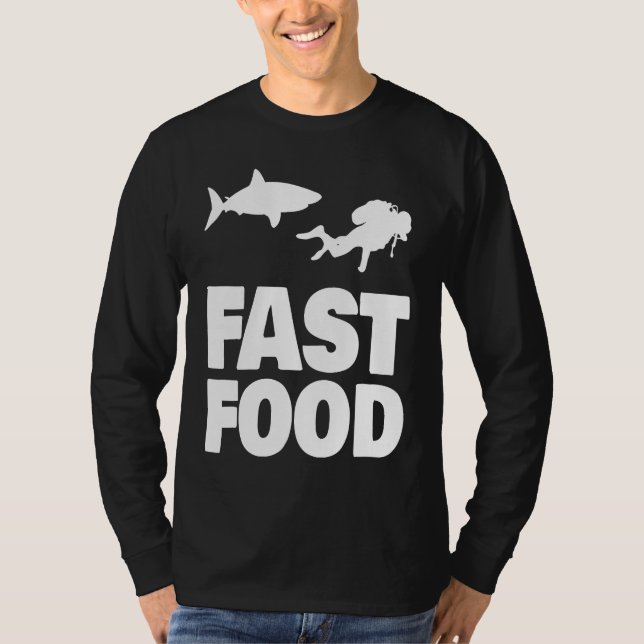 Camiseta Fast Food Diver Shark Scuba Diving Diver Cute (Frente)