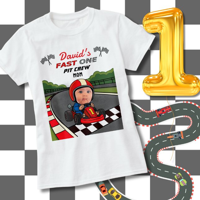 Camiseta Fast ONE Pit Crew Mom | Custom Birthday  (Criador carregado)