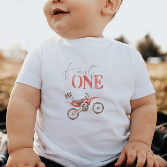 Camiseta Fast One Red Dirt Bike Birthday Baby (Criador carregado)