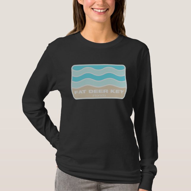 Camiseta Fat Deer Key Florida Retro FL Waves Beach Souvenir (Frente)
