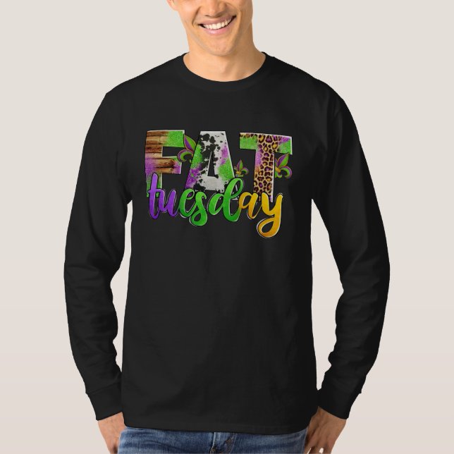 Camiseta Fat Tuesday Mardi Gras Leopard And Cowhide (Frente)