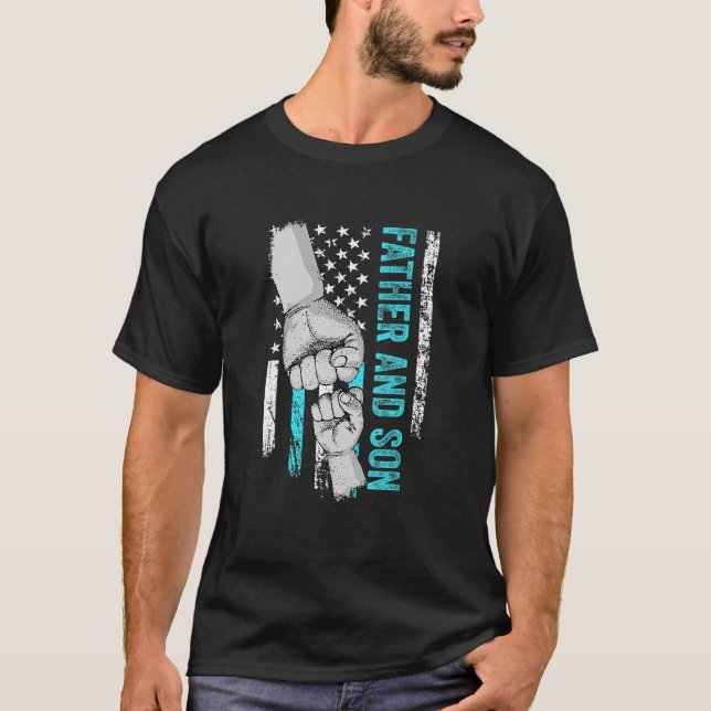 Camiseta Father And Son American Flag Matching Fathers Day  (Frente)