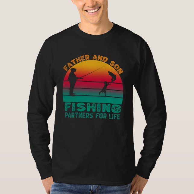 Camiseta Father And Son Fishing Partners For Life Retro Fat (Frente)