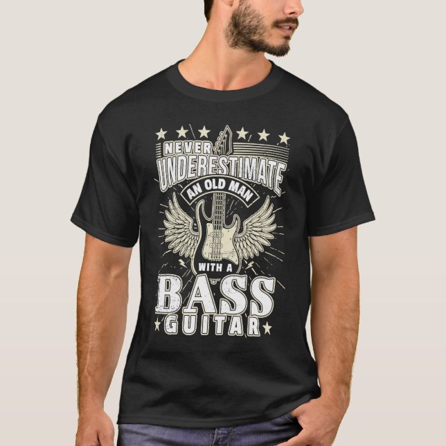 Camiseta Father Bass Player Dad Old Man Bass Guitar Electri (Frente)