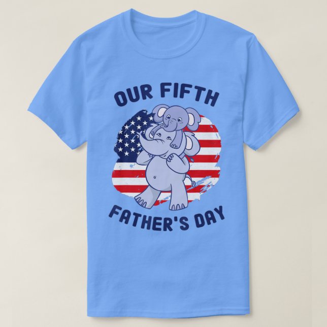 Camiseta Father Daughter Son Baby Elephant Our Fifth Father (Frente do Design)