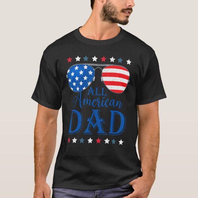 Camiseta Father Day  All American Dad Patriotic USA Flag 4t (Frente)