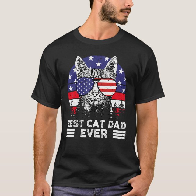 Camiseta Father Day  Best Cat Dad Ever US Flag Patriotic 4t (Frente)