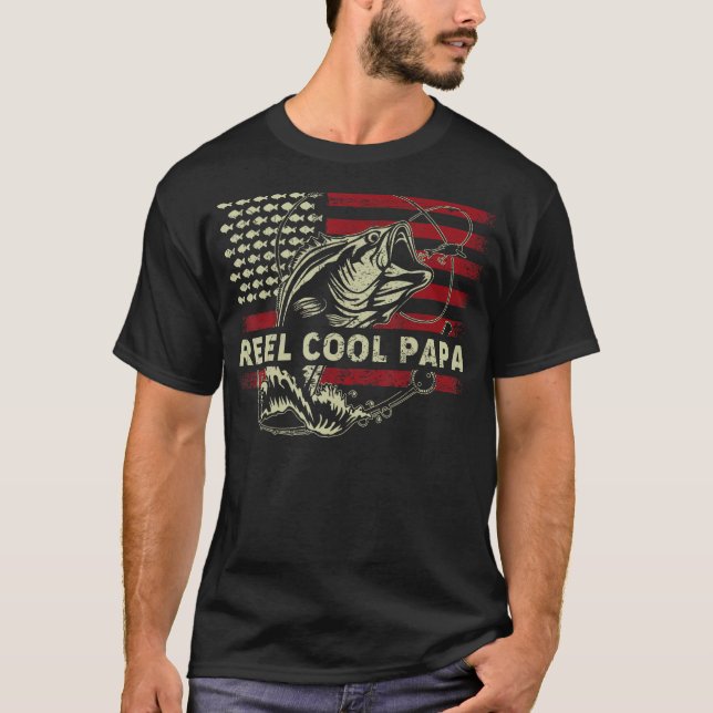Camiseta Father Day Dad Fishing   4th of July Reel Cool Pap (Frente)