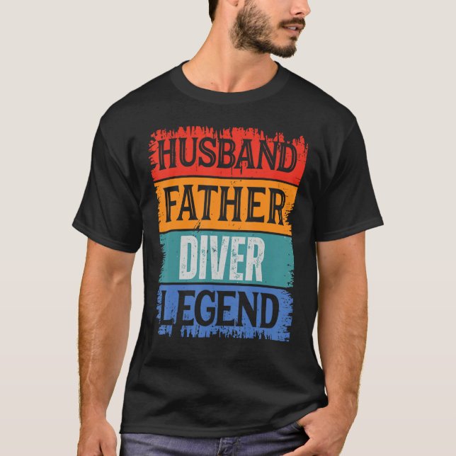 Camiseta Father Husband DIVER Legend Proud Dad  Retro Papa (Frente)