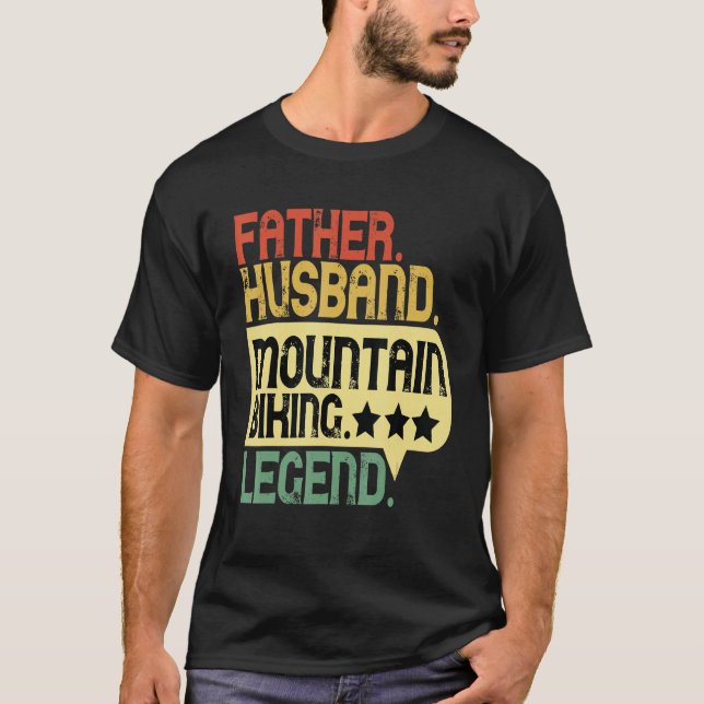 Camiseta Father Husband Mountain Biking Legend Bike Trail R (Frente)