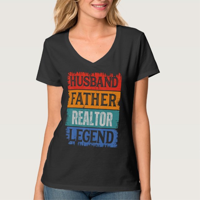 Camiseta Father Husband REALTOR Legend Proud Dad  Retro Pap (Frente)