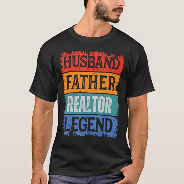 Camiseta Father Husband REALTOR Legend Proud Dad  Retro Pap (Frente)