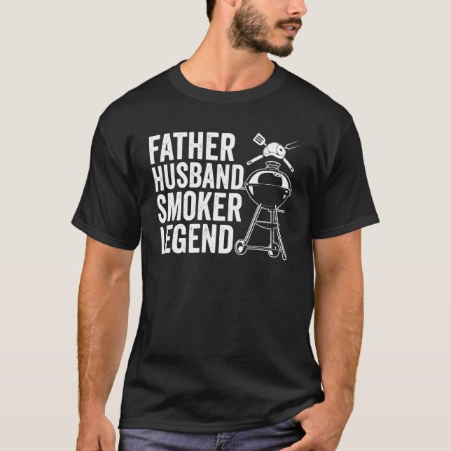 Camiseta Father Husband Smoker Legend  Barbeque (Frente)