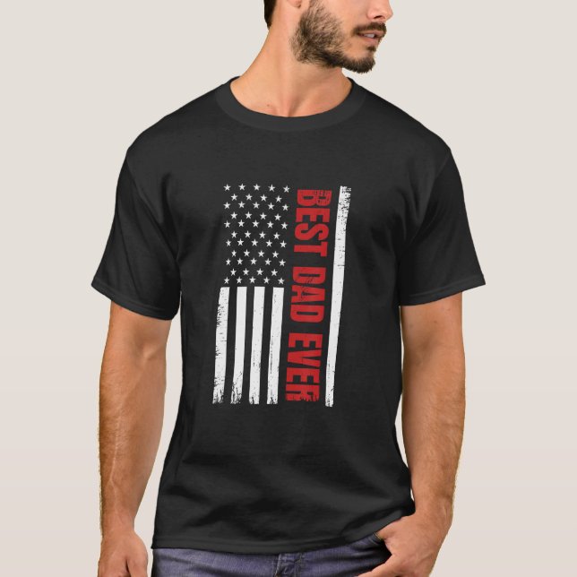 Camiseta Father s Day Best Dad Ever With US American Flag (Frente)