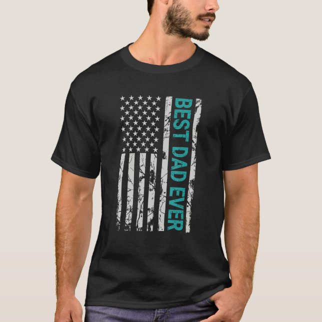 Camiseta Father s day Best dad ever with US american flag 2 (Frente)