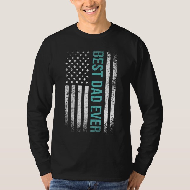 Camiseta Father s day Best dad ever with US american flag 3 (Frente)