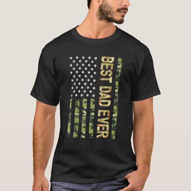 Camiseta Father s Day Best Dad Ever With US American Flag C (Frente)