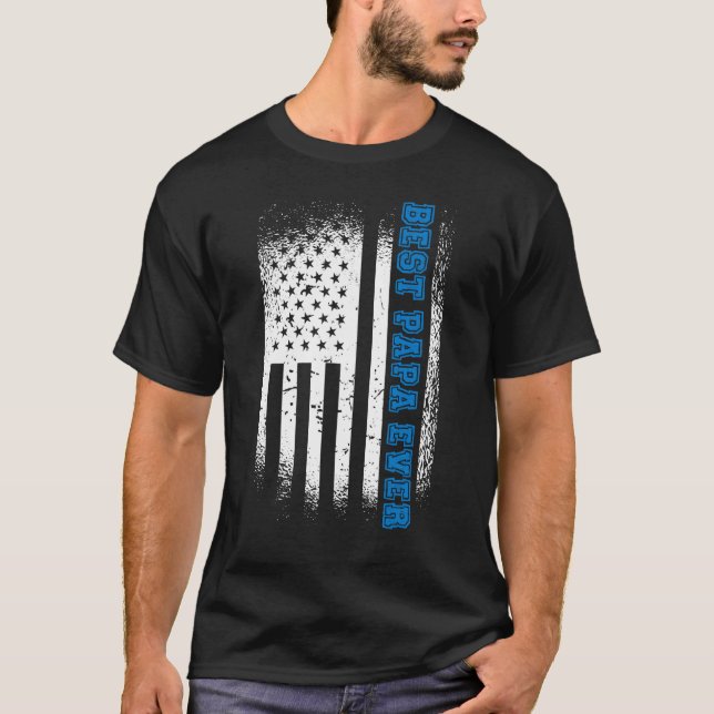 Camiseta Father s Day Best Papa ever with 4th Of July Patri (Frente)