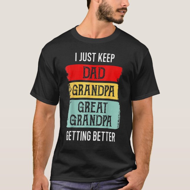 Camiseta Father s Day Granddad Papa Dad Great Grandpa Retro (Frente)