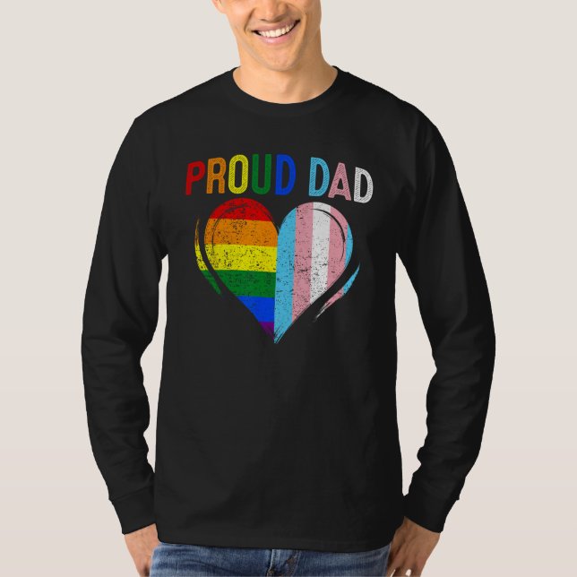 Camiseta Father s Day Proud Dad Transgender Gay Rainbow LGB (Frente)