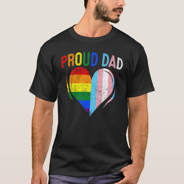 Camiseta Father s Day Proud Dad Transgender Gay Rainbow LGB (Frente)