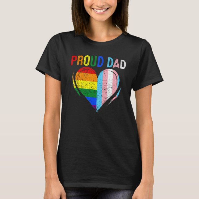 Camiseta Father s Day Proud Dad Transgender Gay Rainbow LGB (Frente)