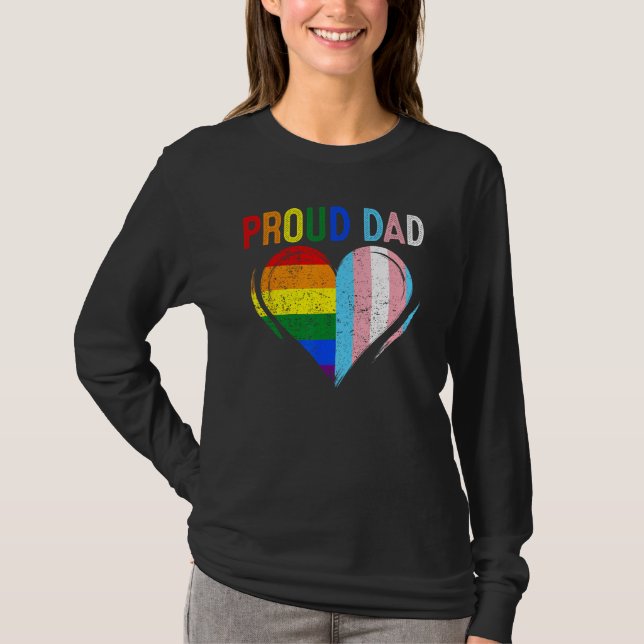 Camiseta Father s Day Proud Dad Transgender Gay Rainbow LGB (Frente)