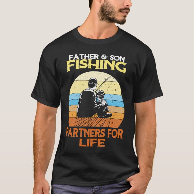 Camiseta Father Son Fishing Partners For Life Retro Matchin (Frente)