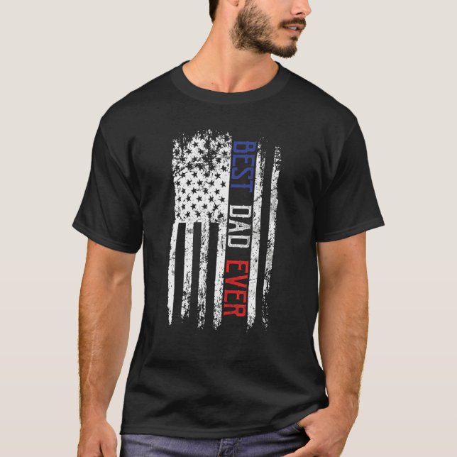 Camiseta Father's Day Best Dad Ever With Us American Flag (Frente)