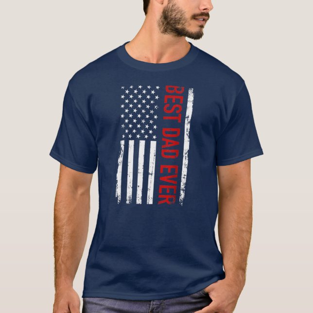 Camiseta Father's day Best dad ever with US american flag  (Frente)