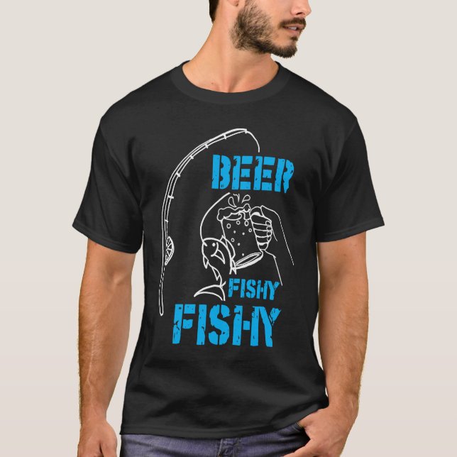 Camiseta Father's Day Fishing Fisherman Beer Fishy Rod (Frente)