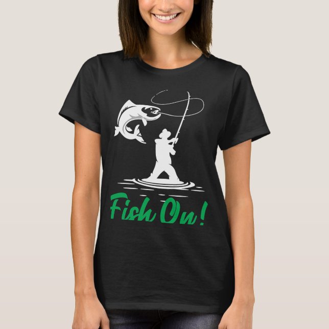 Camiseta Father's Day Fishing Fisherman Fish On Rod  1 (Frente)