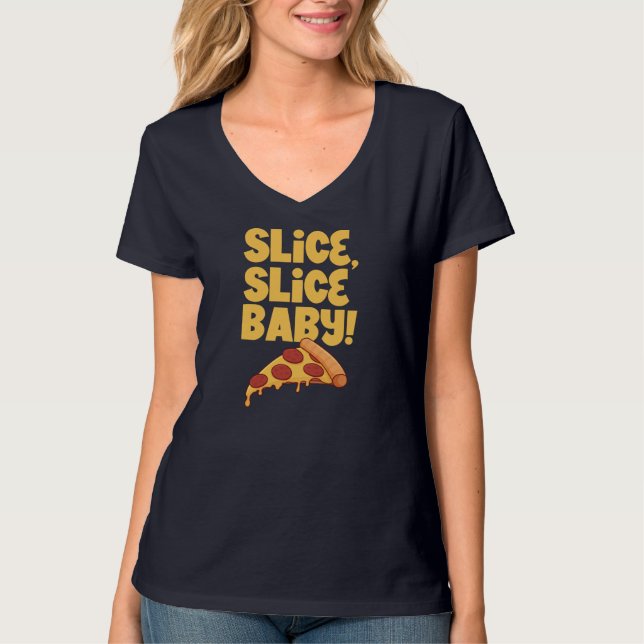 Camiseta Fatia, bebê fatia - Pizza (Frente)