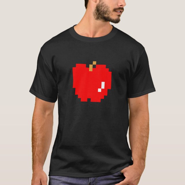 Camiseta Fatia da Apple Pixel 8 bits Jogo de Vídeo Arcade F (Frente)