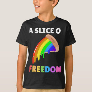 Camiseta Fatia Da Liberdade Pizza Orgulho gay Rainbow Flag