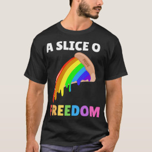 Camiseta Fatia Da Liberdade Pizza Orgulho gay Rainbow Flag