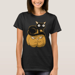 Camiseta Fatia de Abóbora e Gato Preto Fantasia de Hallowee