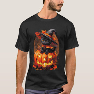 Camiseta Fatia de Abóbora Fantasia de Gato Gatito Bruxa de