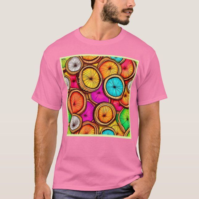 Camiseta Fatia de Coco Vibrante Design Abstrato (Frente)
