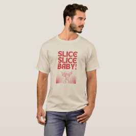 Camiseta fatia de fatia bebê! fonte vermelha grande e negri