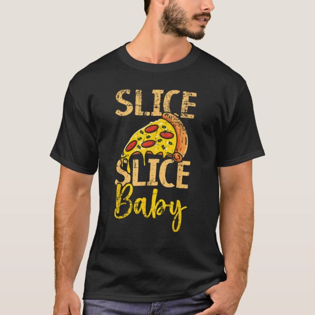Camiseta Fatia De Fatia De Bebê Pizza Por Lover Comida Ital (Frente)