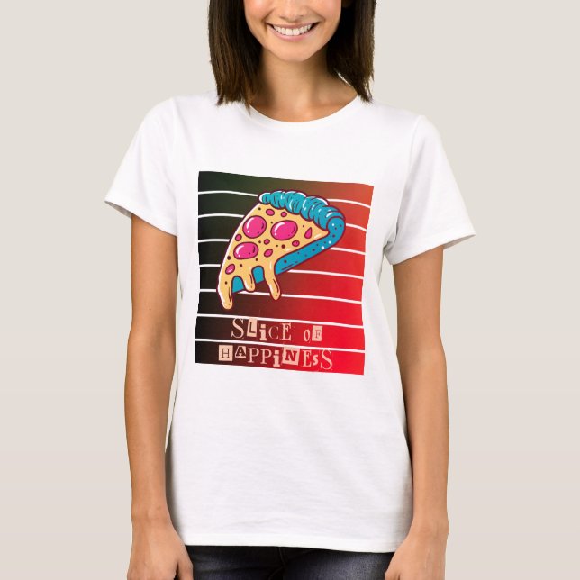 Camiseta Fatia de felicidade com pizza (Frente)