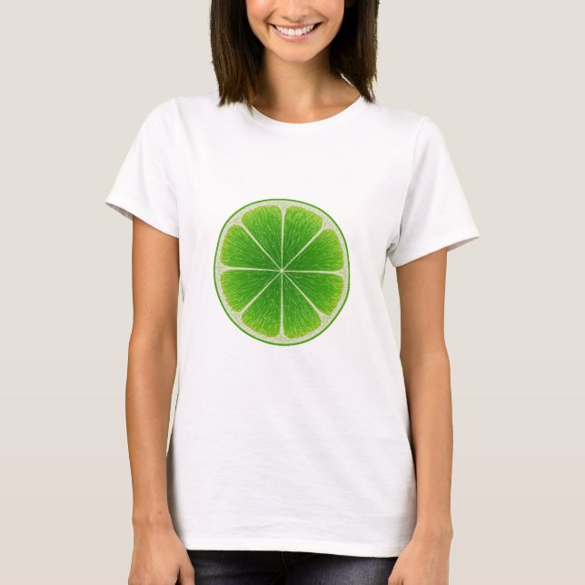 Camiseta Fatia de Fruta de Limão de Citros Verde (Frente)