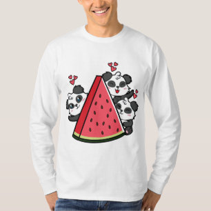 Camiseta Fatia de Fruta de Verão do Panda Bear Watermelon L