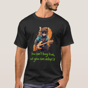 Camiseta Fatia de Gato com Guitarra engraçado para Gatos e
