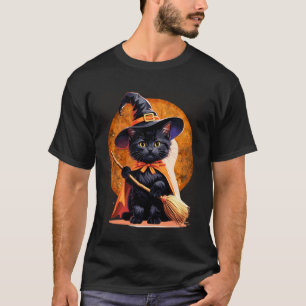 Camiseta Fatia de Gato de Halloween Fantasia de Bruxa & Est