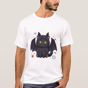 Camiseta Fatia de Gato Morcego Fantasia Arte de Estimação d
