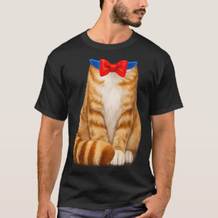 Camiseta Fatia de Laranja Gato Fantasia Listrado Gravata Bo