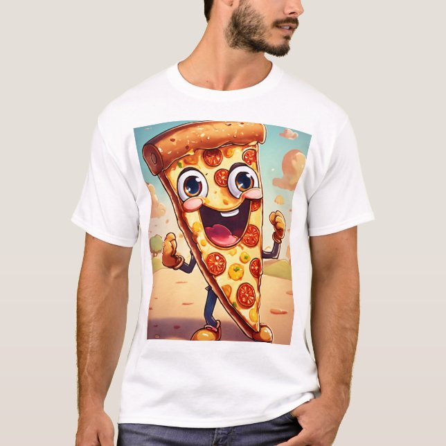 Camiseta fatia de pizza animada CARTOON STYLE (Frente)